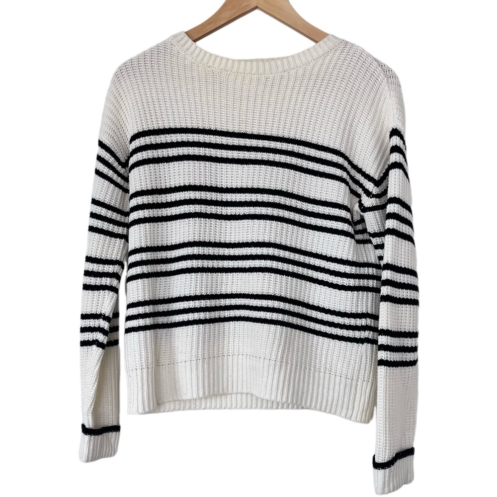 Elegant Black and White Striped Women's Sweater